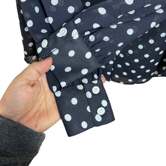 ModCloth Be Buzzworthy Button-Up Top Dotted Blouse Black White Career Size‎ XS - Picture 6 of 12